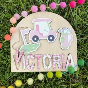 Golf Theme Wooden Name Puzzle | Personalized Name Puzzle | Wooden Name Puzzle | Personalized Gift for Kids