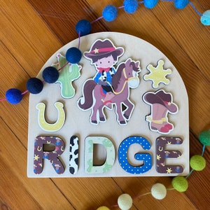 Cowboy Theme Wooden Name Puzzle | Personalized Name Puzzle | Wooden Name Puzzle | Personalized Gift for Kids