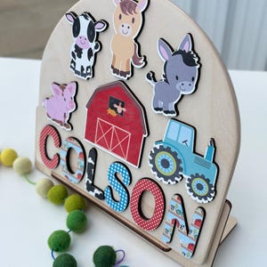Farm Theme Wooden Name Puzzle | Personalized Name Puzzle | Wooden Name Puzzle | Personalized Gift for Kids