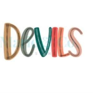 Letras garabateadas del diablo PNG / Fuente de mascota doodle / Diseño de sublimación con espíritu escolar