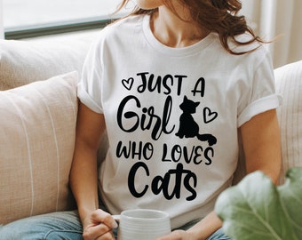 A Girl Who Loves Cats Shirt, Cat Lover Shirt, Funny Cats Shirt, Cat Shirt, Pet Lover Shirt, Kitten Tee, Cat Silhouette Tee, Girl Shirt