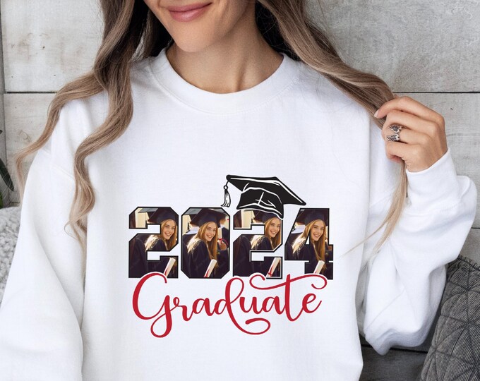 Personalized Graduation Sweatshirt, Photo Grad Sweatshirt, Custom Senior Gift, Class of 2024 Family Graduation Gift, Proud Family Graduation