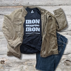 Iron Sharpens Iron T-Shirt, Men&#39;s Christian T-Shirt, Unisex, Men&#39;s Shirts, Christian, Bible verse, Iron sharpens Iron shirt