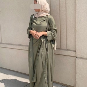 Wrap Abaya 3 Piece Abaya Set Dubai Abaya Kaftan Eid Ramadan Hijab ...