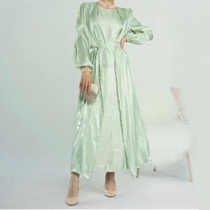 Doha Pearled Satin Abaya Set Eid Ramadan Hijab Maxi Dress - Etsy