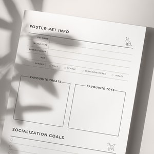 Foster Pet Planner || PDF Instant Download || US Letter + A5 Sizes