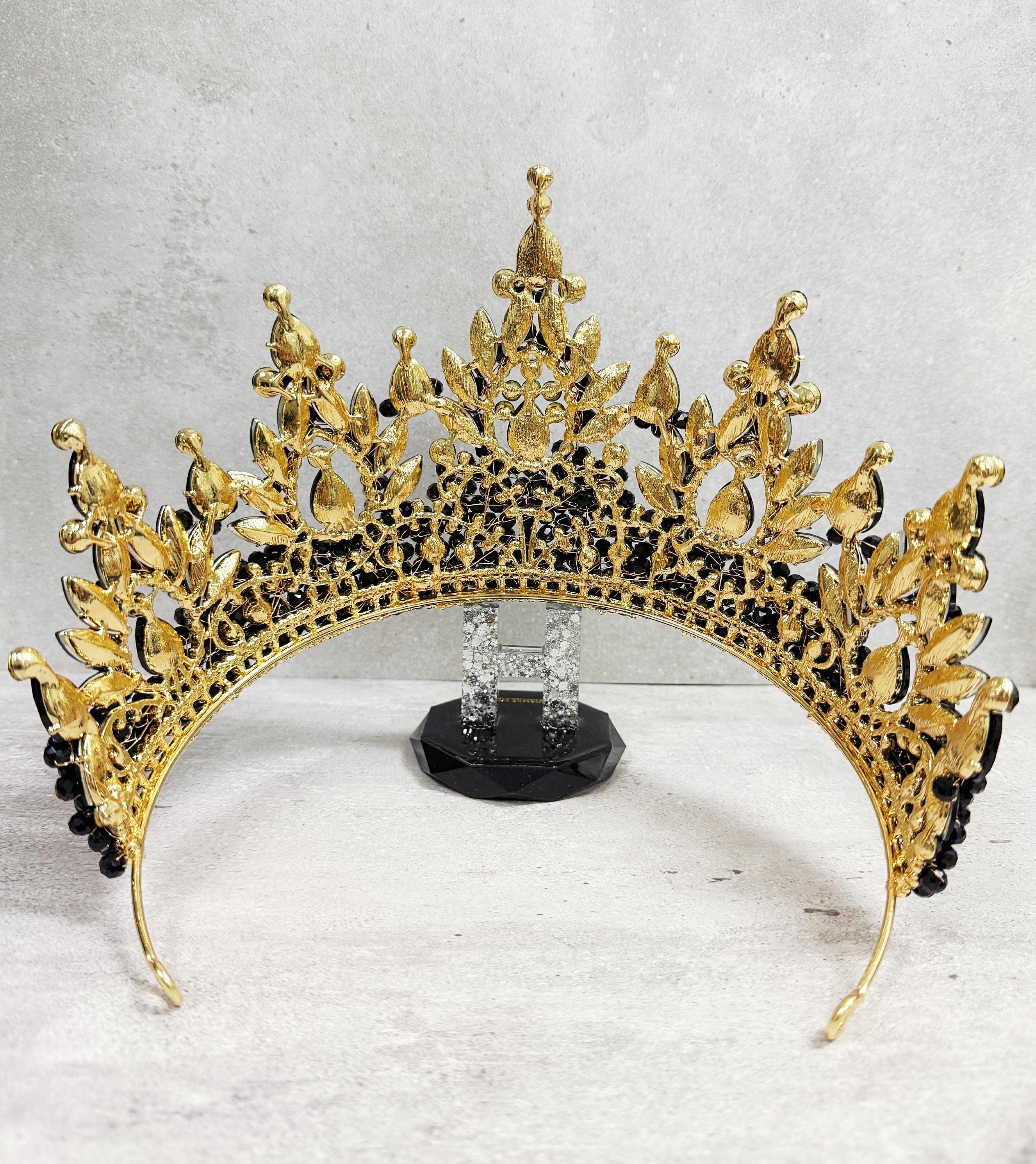 Gold-Tone Black Crystal Tiara Crown - Women Accessories Amazon.com: Aprince Tiara Crowns for Women Crystal Queen  main image 2