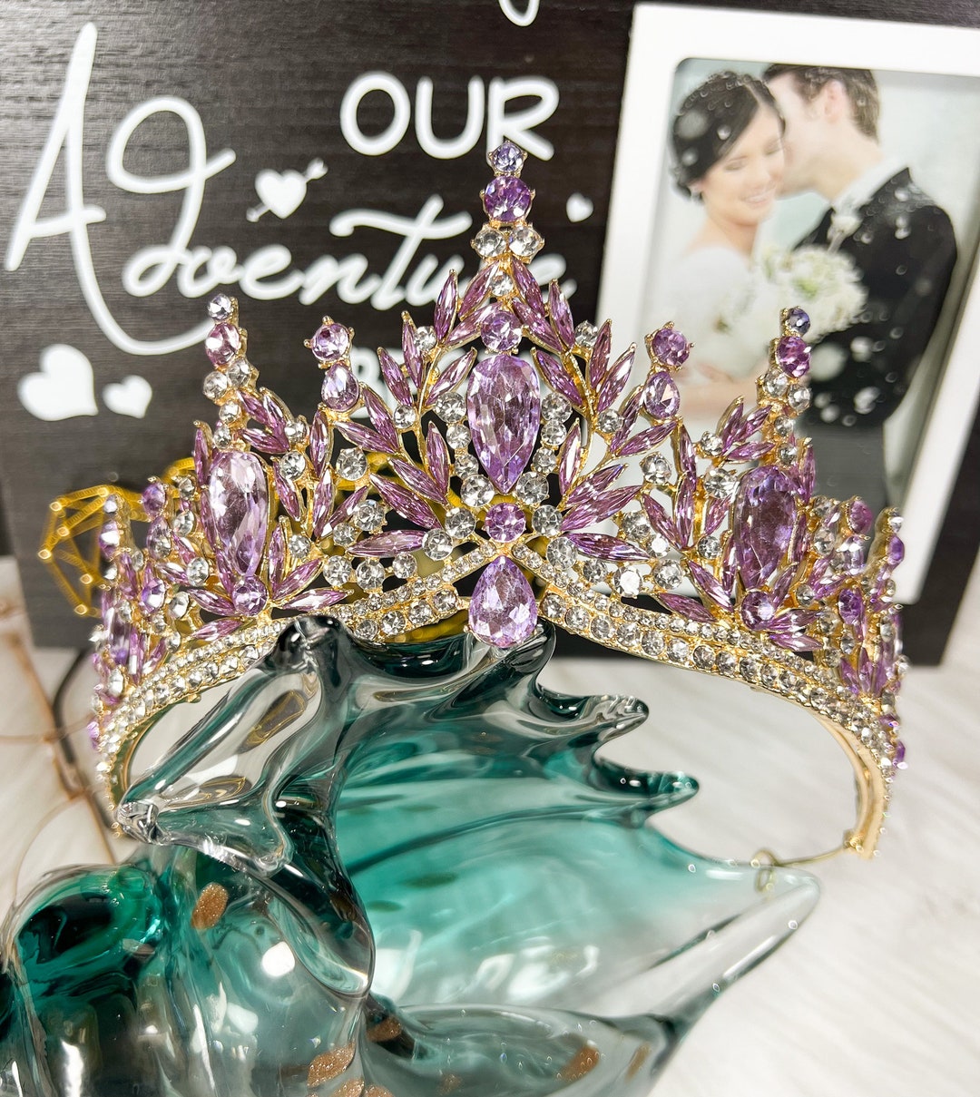 Tiara Corona Di Cristallo Con Strass - Set 3 Pezzi Per Matrimoni E Feste