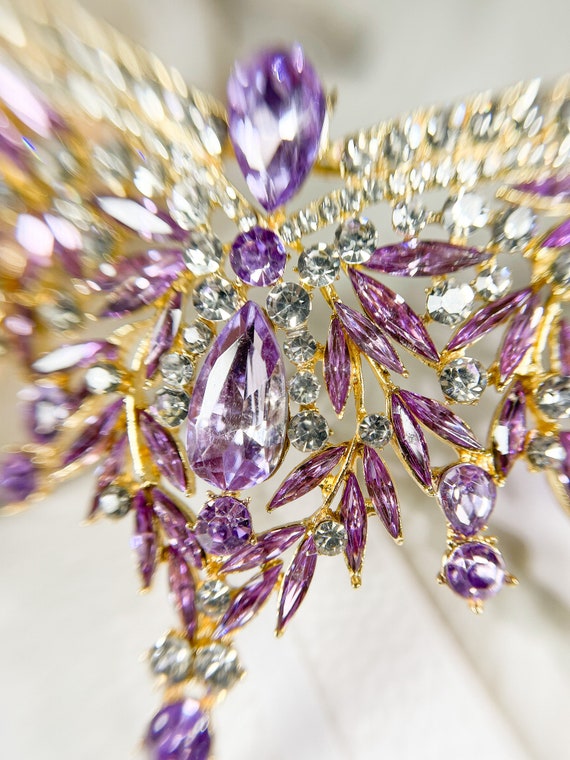 Buy Purple Tiara, Lavender Crown, Victorian Tiara, Crystal  display picture 3