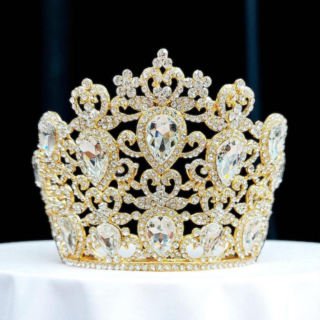 Gold Crystal Crown Tiara, Birthday Queen Crown, Quinceanera Crown, Prom Crown Princess Tiaras and Crowns for Women Girl Crystal Queen  main image 3