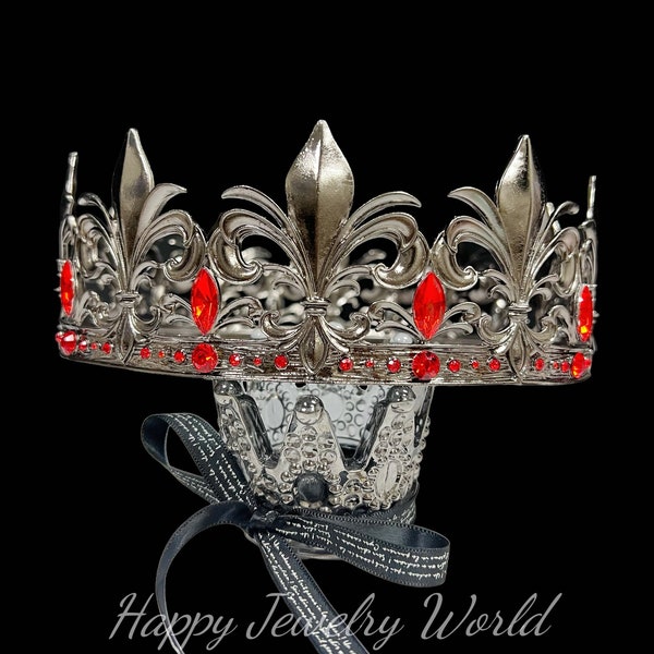 Fleur-de-lis King Crown, Royal Prince Headwear, Medieval Crown for Men, Wedding Crown, Halloween Party Crown, Birthday Crown, Gift for Dad