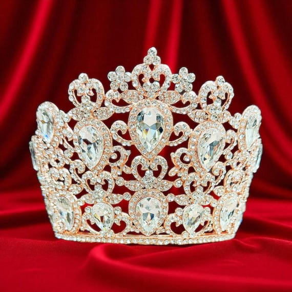 Rose Gold Crystal Queen Crown: Pageant Prom Tiara - Etsy display picture 3