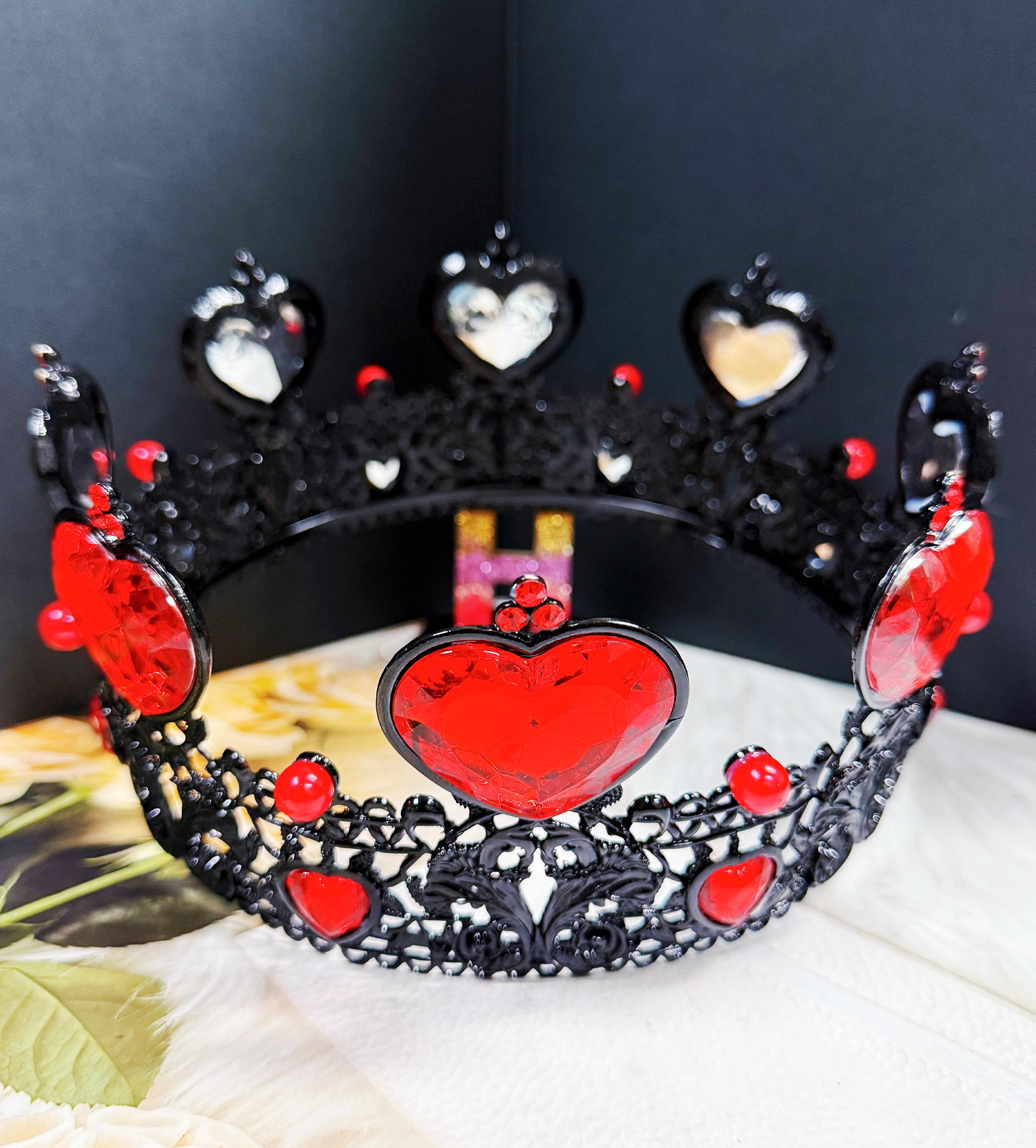 Black Crown, Goth Wedding Crown, Red Crystal Crown, Cosplay Costume, renaissance Amazon.com: Gothic Baroque Red and Black Crowns for Women  main image 3