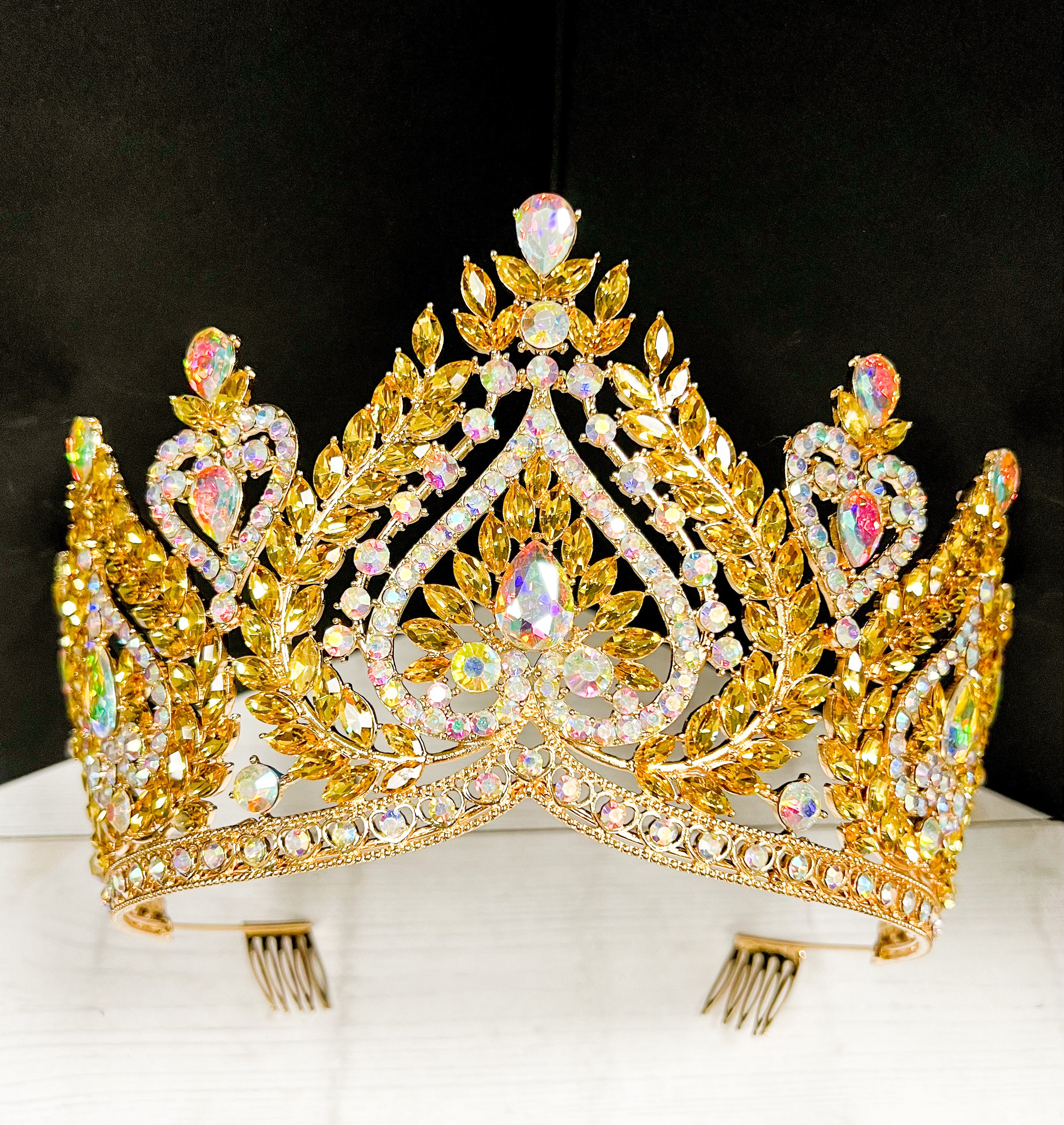 ?hot Crown for Women Baroque Queen, Champnge+Gold Amazon.com: TOBATOBA Princess Crown Birthday Queen Champagne  main image 3