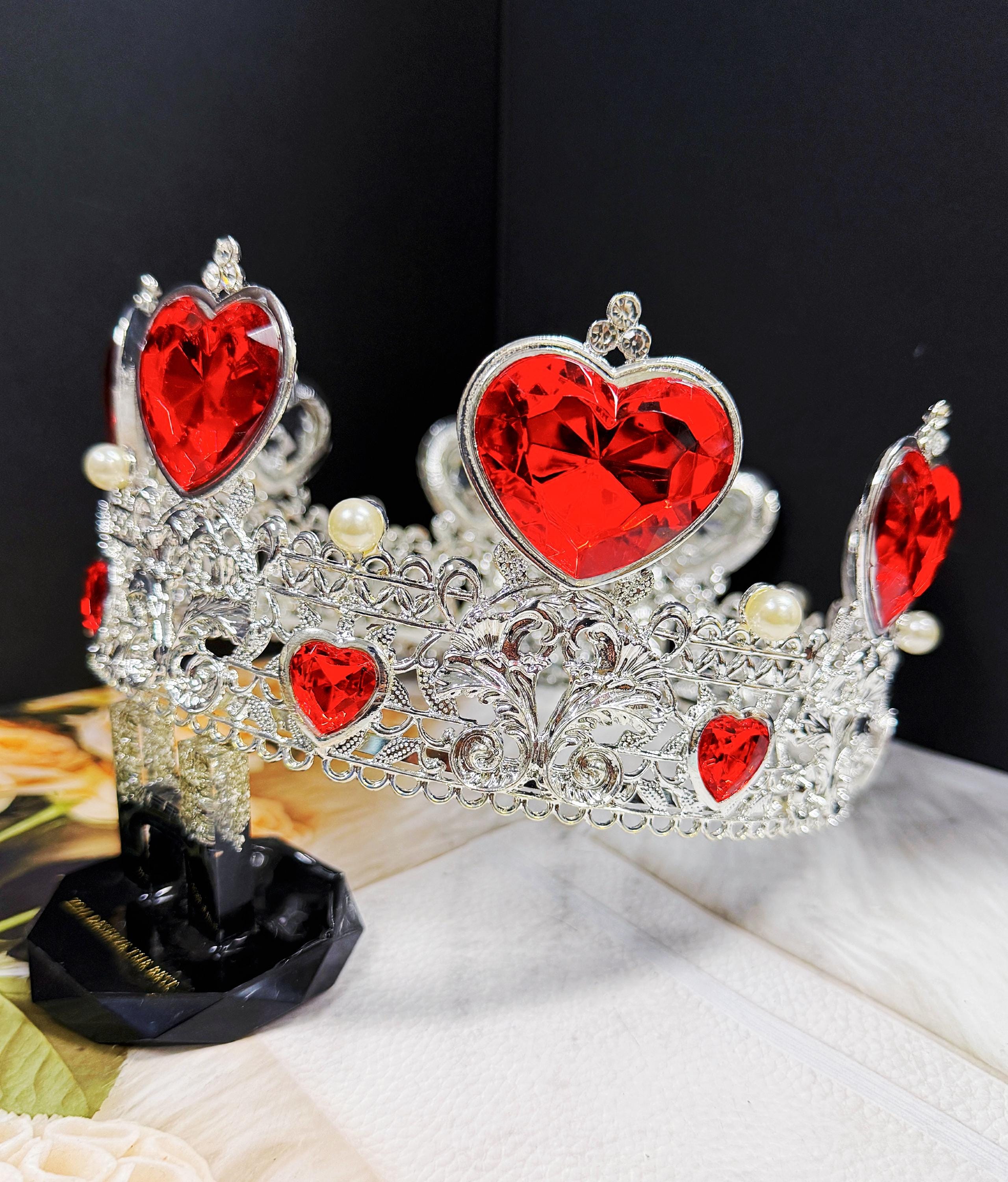?Crystal Heart Tiara? Crystal Heart Tiara: Silver Purple Rhinestone Princess Crown  main image 2