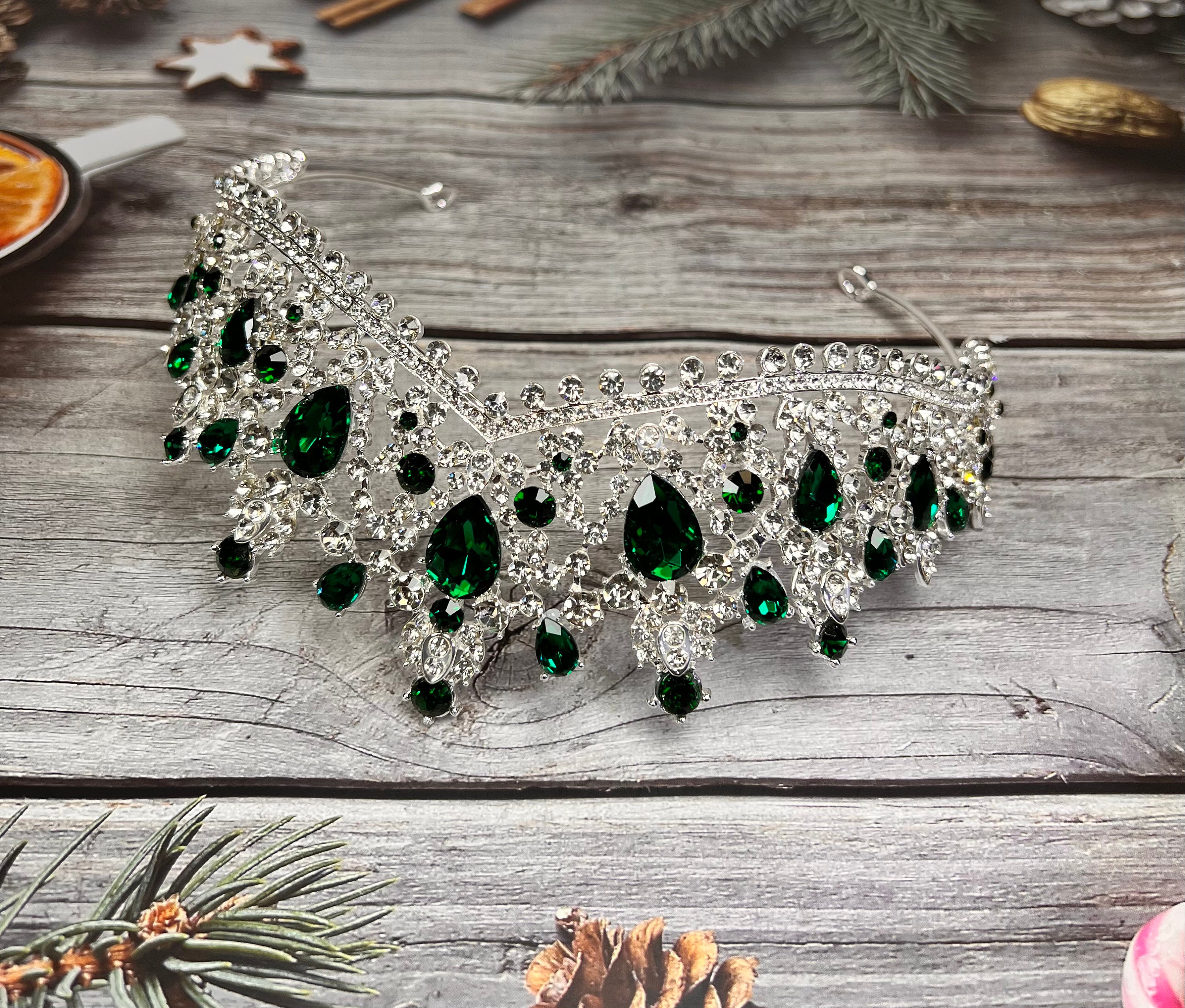 Emerald Crystal Tiara: Silver Rhinestone Princess Crown - Etsy