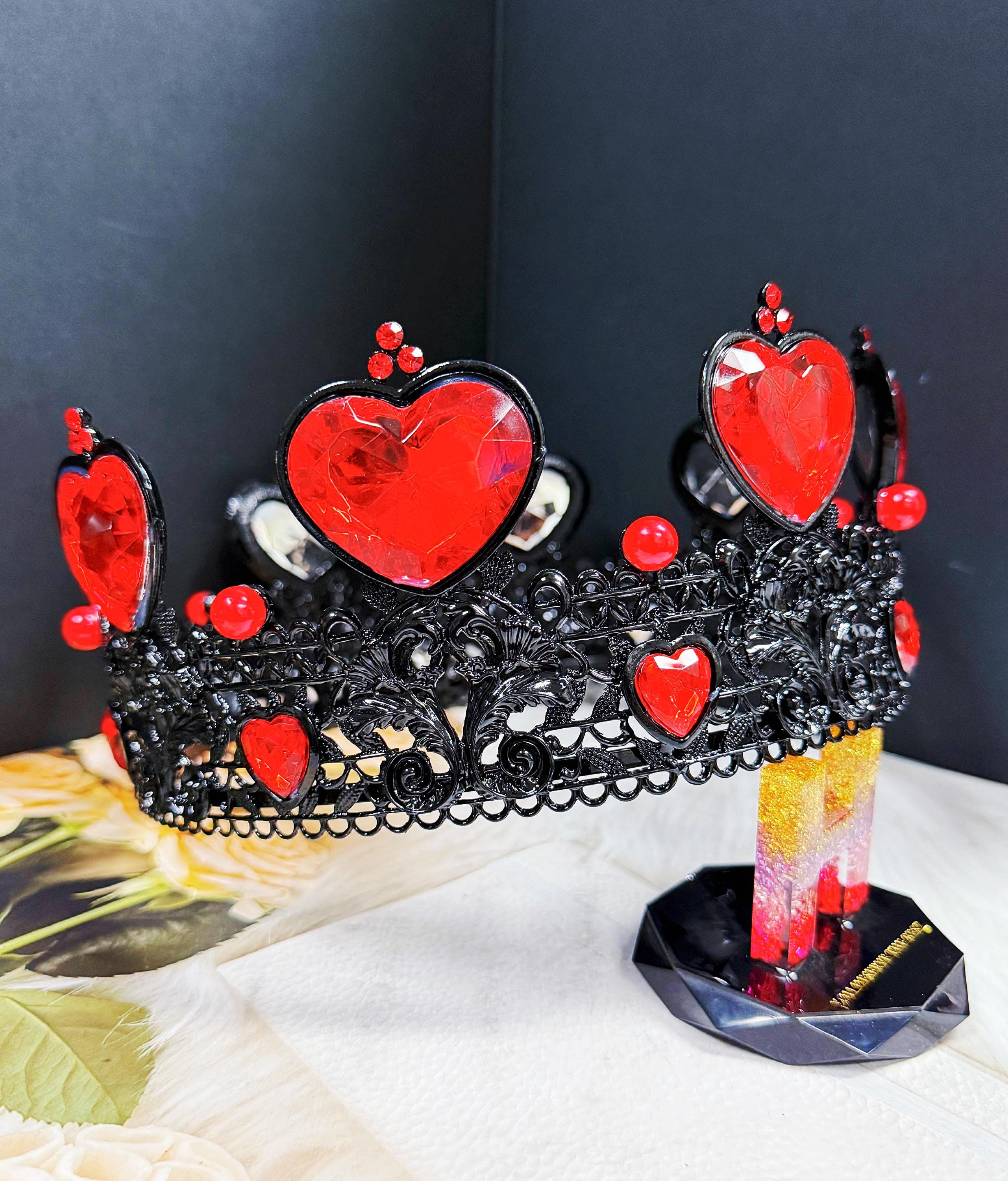 Dark Gothic Heart Crown: Red Crystal Queen Cosplay Costume 