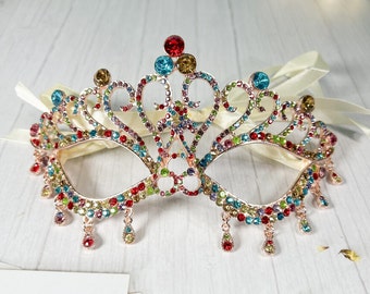 Maschera a farfalla con strass per feste in maschera, Carnevale veneziano, balli di fine anno e feste in costume.