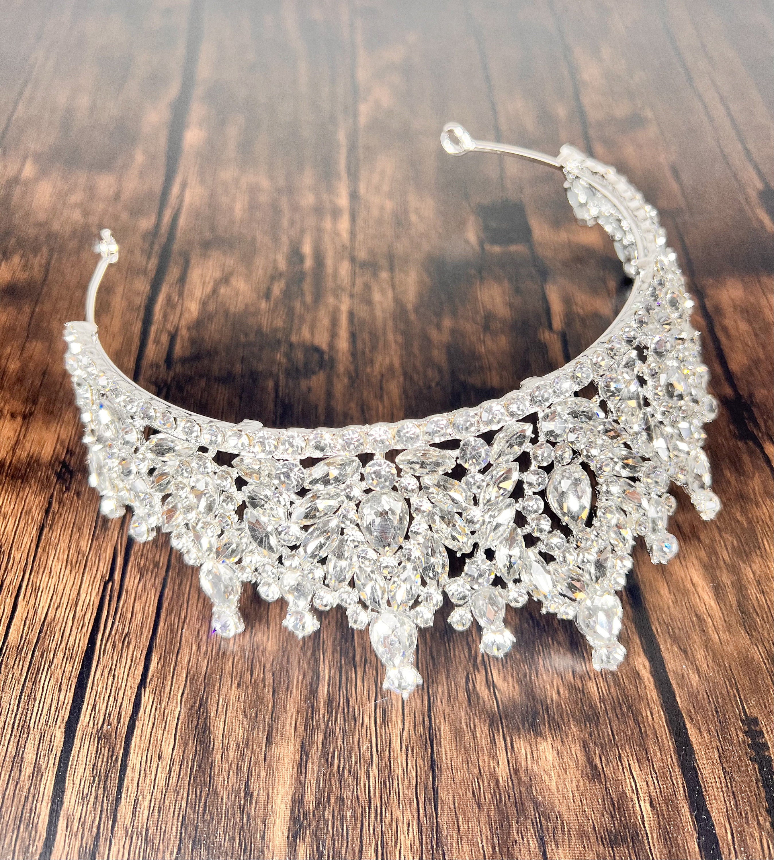Silbernes Diadem Mit Kristallen - Für Hochzeit, Party, Prinzessin-Kostüm & Besondere Anlässe