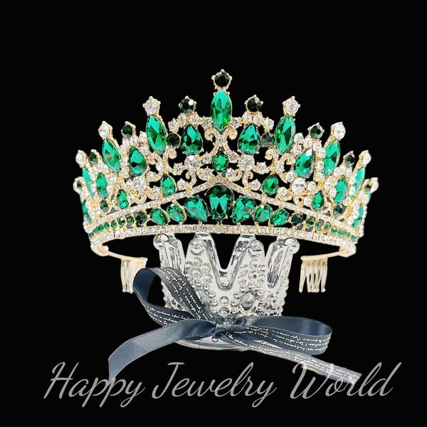 Green Crystal Tiara | Tiara Crown | Pageant Tiara | Rhinestone Headband | Prom Headpiece | Princess Headband | Crown Headband | Gift for Her