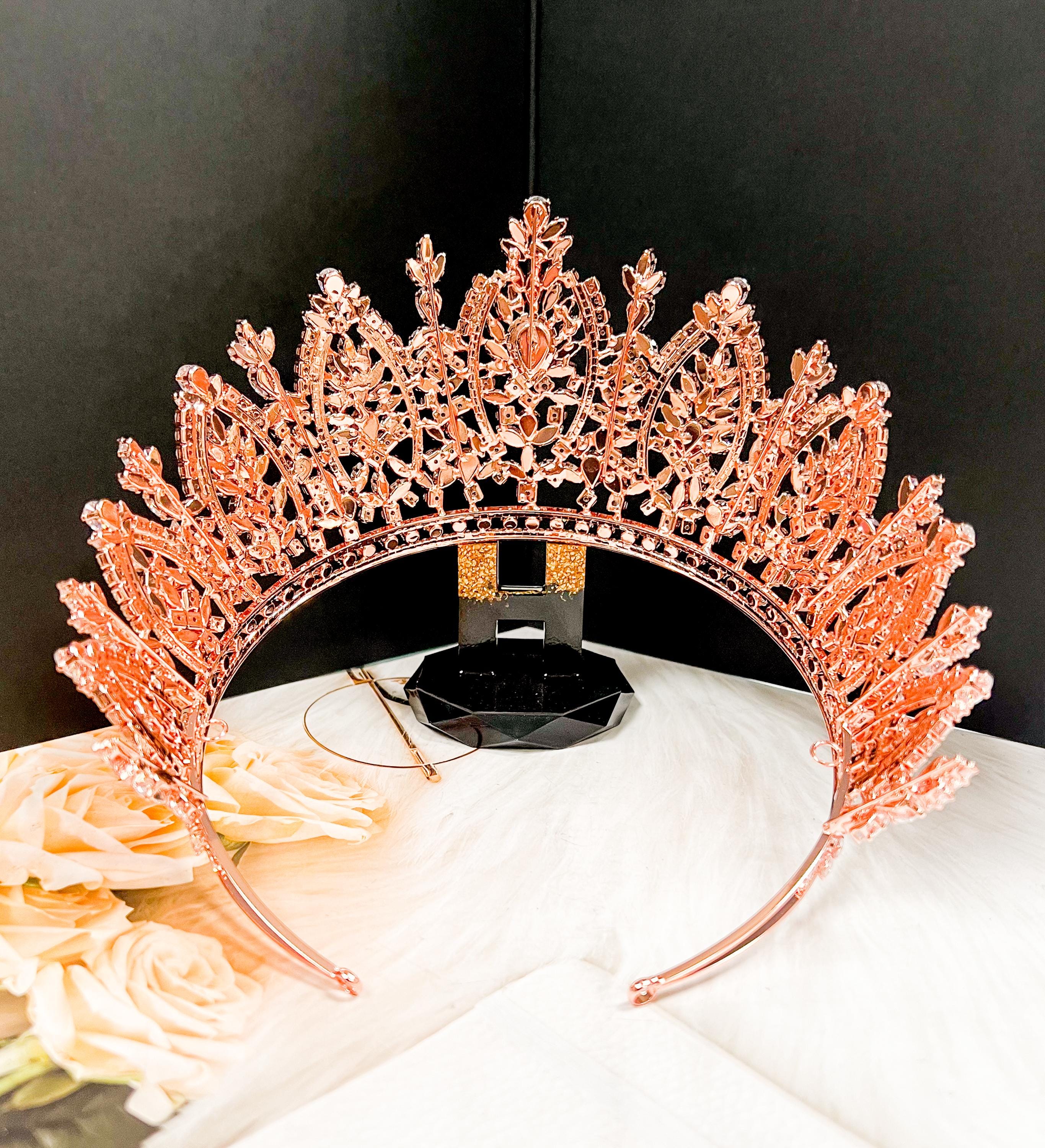 Elegant Rose Gold Crystal Tiara Wedding, Prom, Formal, Quinceañera Amazon.com : Araluky Crystal Tiara Crown Headband Princess  main image 4