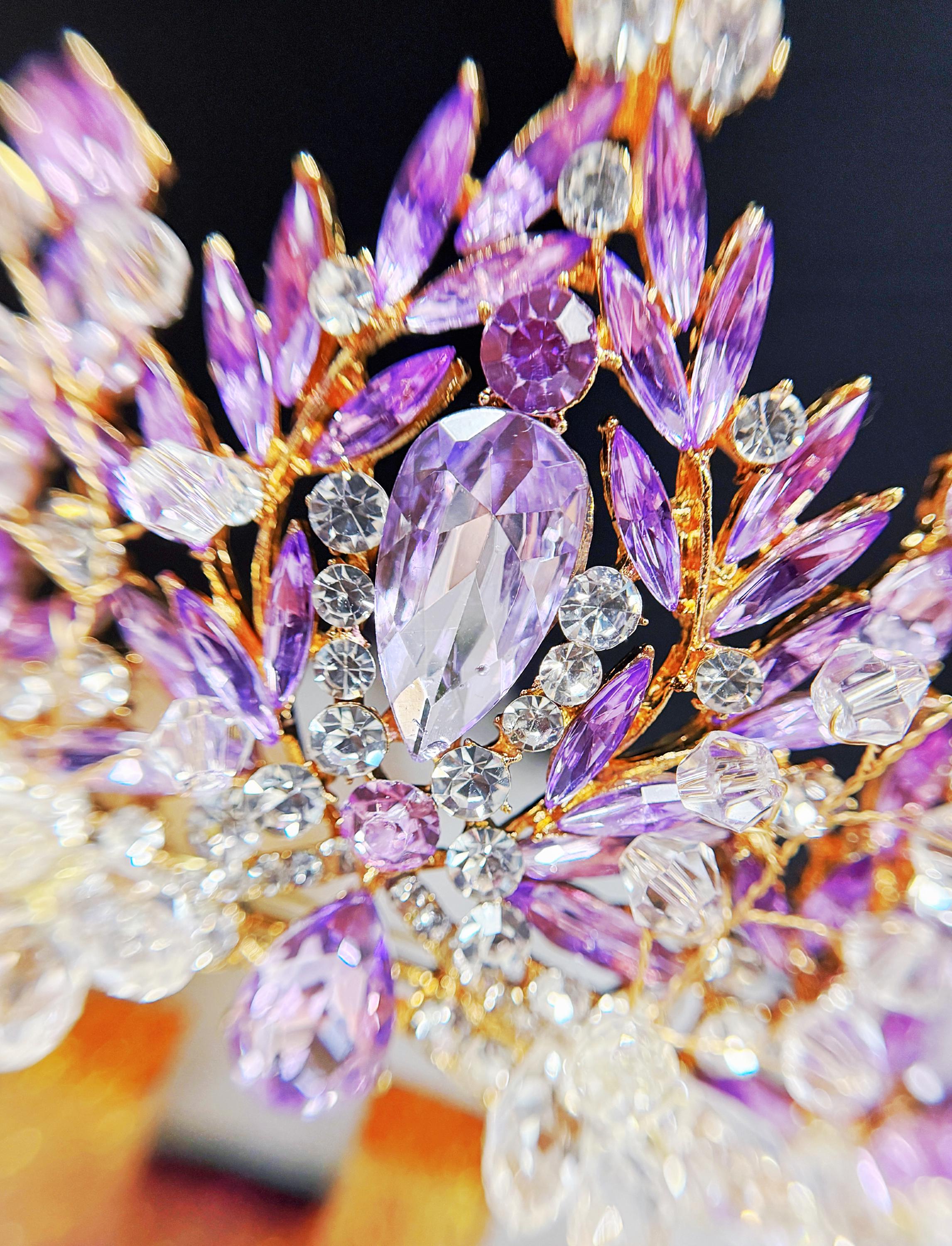 Purple Crystal Tiara, Handmade Bead Tiara, Gold Beads Headpiece, Victorian Crown Handmade Purple Crystal Crown: Victorian Queen Tiara - Etsy main image 4