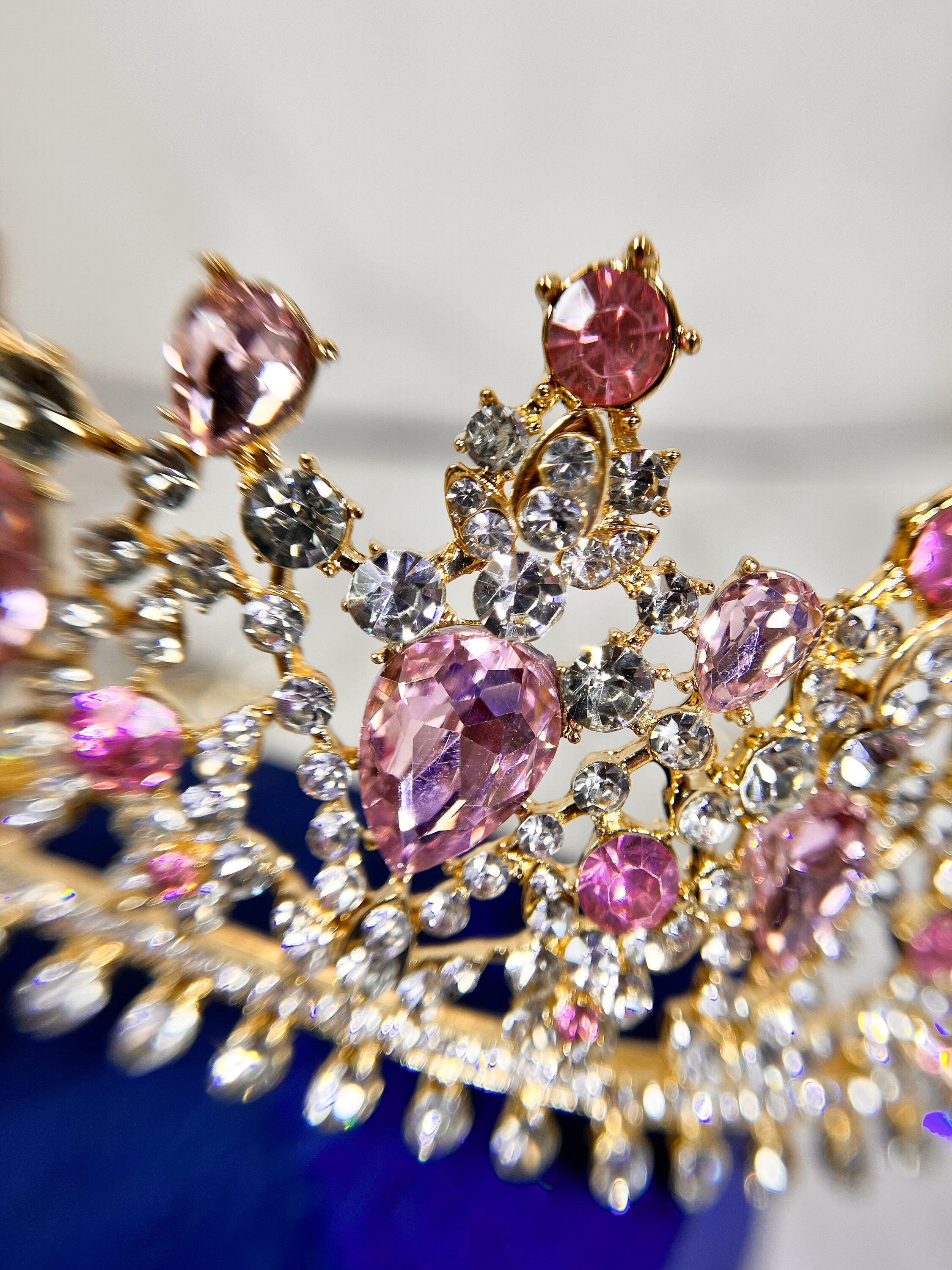 Gold and Pink Crystal Tiara Crown, Bridal, Quinceañera, Pageant,  Prom il_fullxfull.7029204585_urwv.jpg main image 4