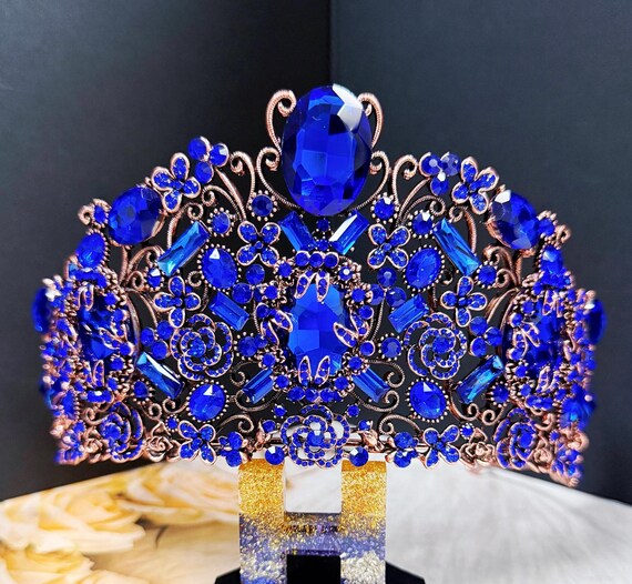 Handmade Sapphire Crystal Crown: Victorian Bronze Copper  display picture 1