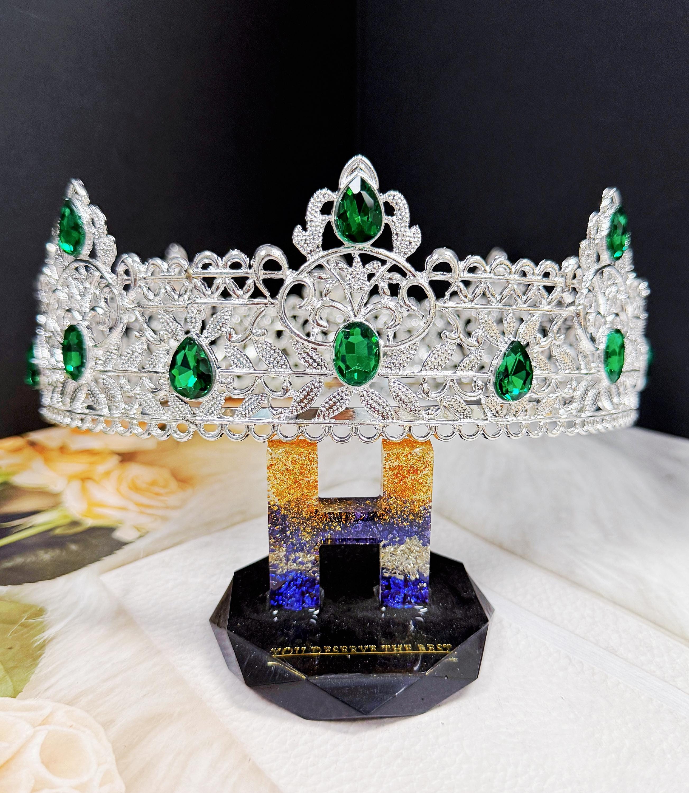 Vintage Tiara Rhinestones Crystal Dress Up Party Halloween Queen Silverplate Baroque Queen Crystal Crown and Tiara - Silver COCIDE  main image 4