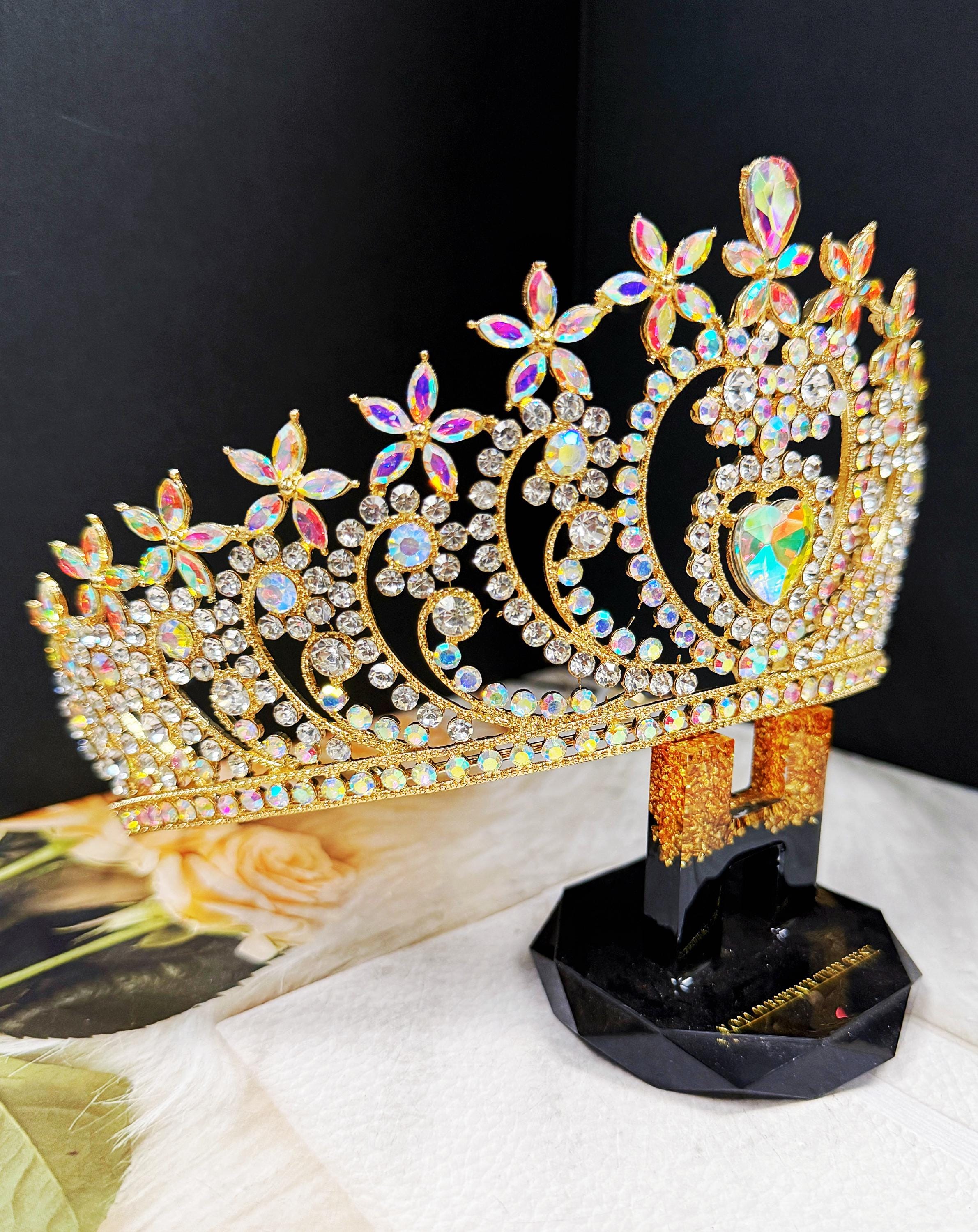 Crystal Heart Tiara: Gold Rhinestone Bridal Crown - Etsy