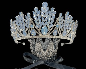 Blue Wedding Tiara, Bridal wedding Headband, Princess Crystal Crown, Bridesmaid Hair Jewelry, Royal Queen Crown, Birthday Girl Crown, Gift