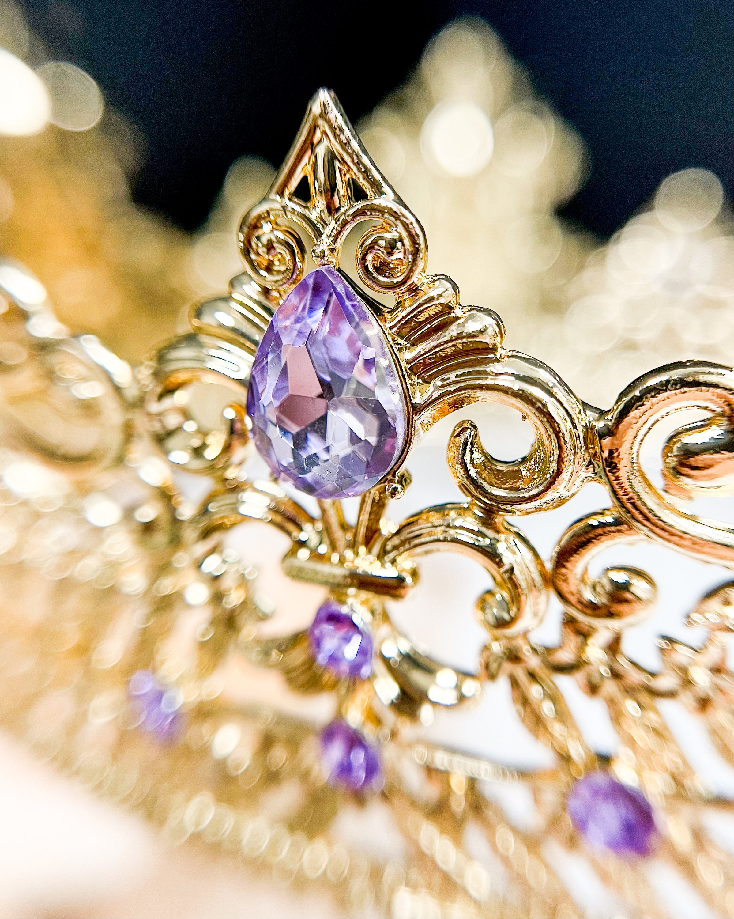 Prince Wedding Headpiece, Lavender Crystal Crown for Groom 