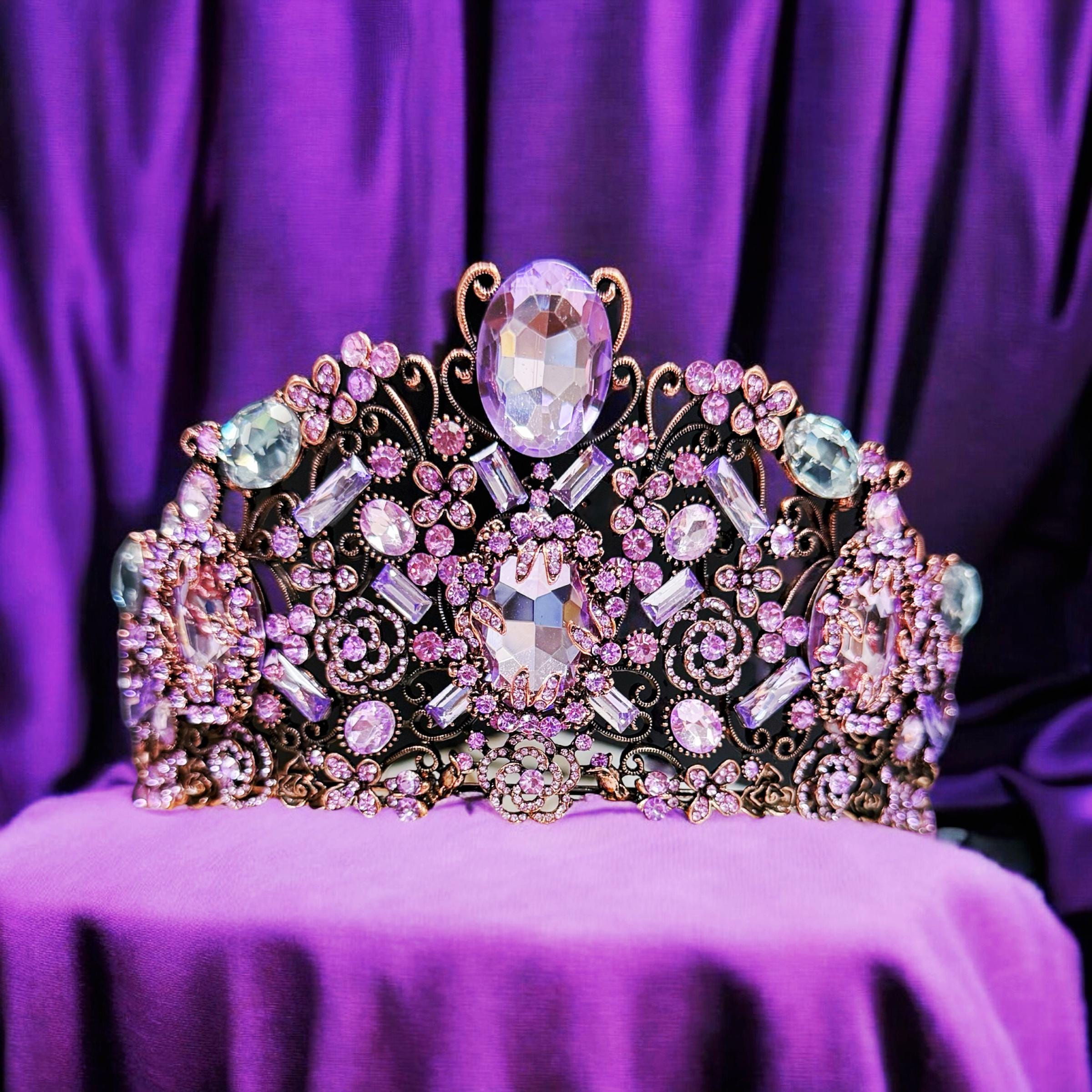 Handmade Purple Crystal Crown: Victorian Queen Tiara - Etsy