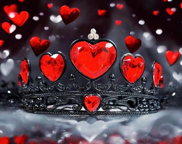Gothic Black Heart Crown, Red Rhinestone Headdress - Etsy display picture 3