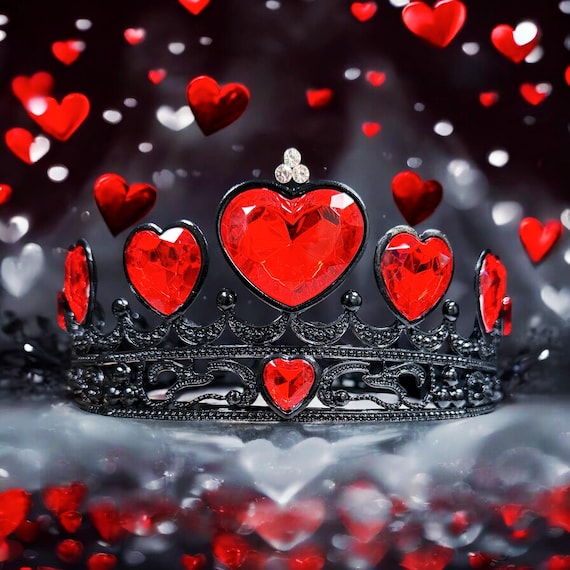 Gothic Black and Red Heart Crown Tiara Amazon.com: CIEHER Queen of Hearts Costume - Gothic Red  main image 3