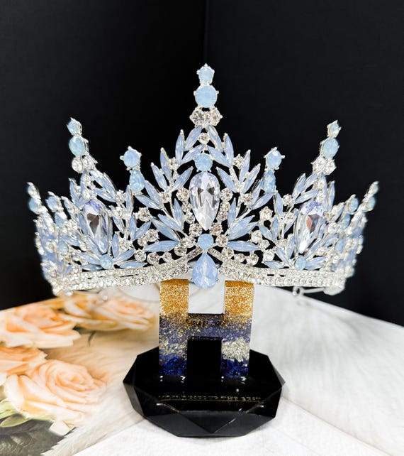 Silver Crystal Tiara Crown - Bridal Headpiece s-l400.jpg main image 2