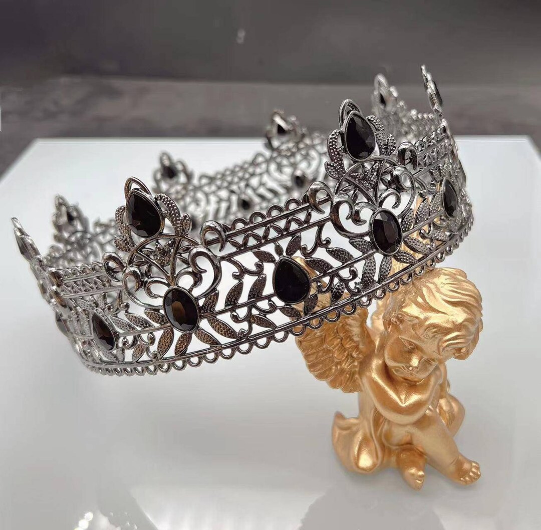 New Large Royal King Crowns for Men, Full Round Mens and Crowns Wedding Party Costume Hair