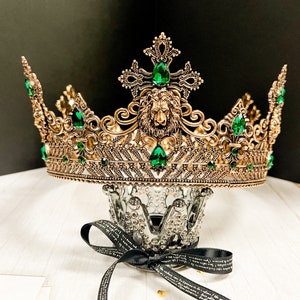 Lion King Royal Crown for Men, Prince Gold Headpiece for Wedding,  Birthday, Prom, Party, Halloween, Costume, Cosplay, Gift for Him