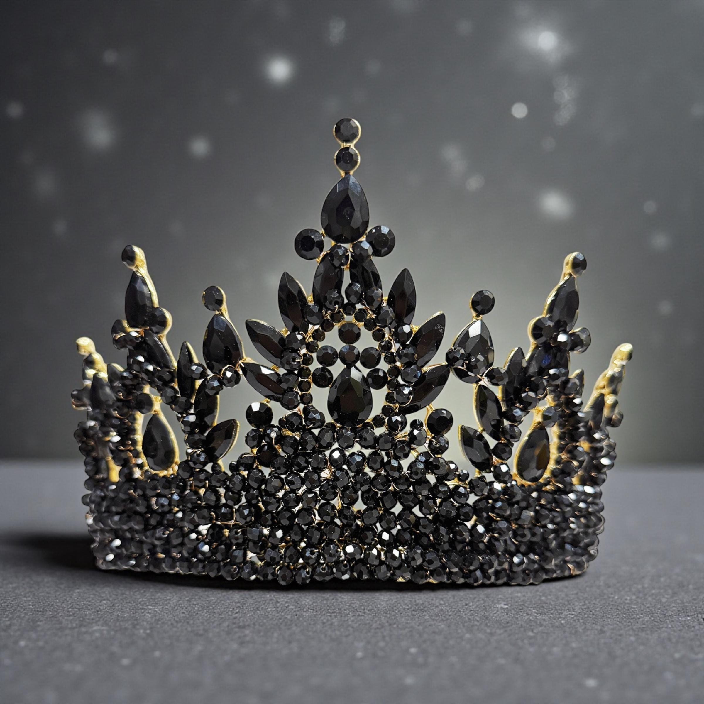 Luxury Black Crystal Crown: Gothic Queen Headdress, Prom  display picture 3
