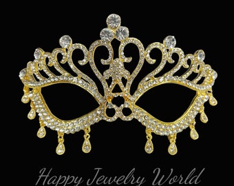 Gold Strass Maskerade Maske: Venezianische Karneval Maske