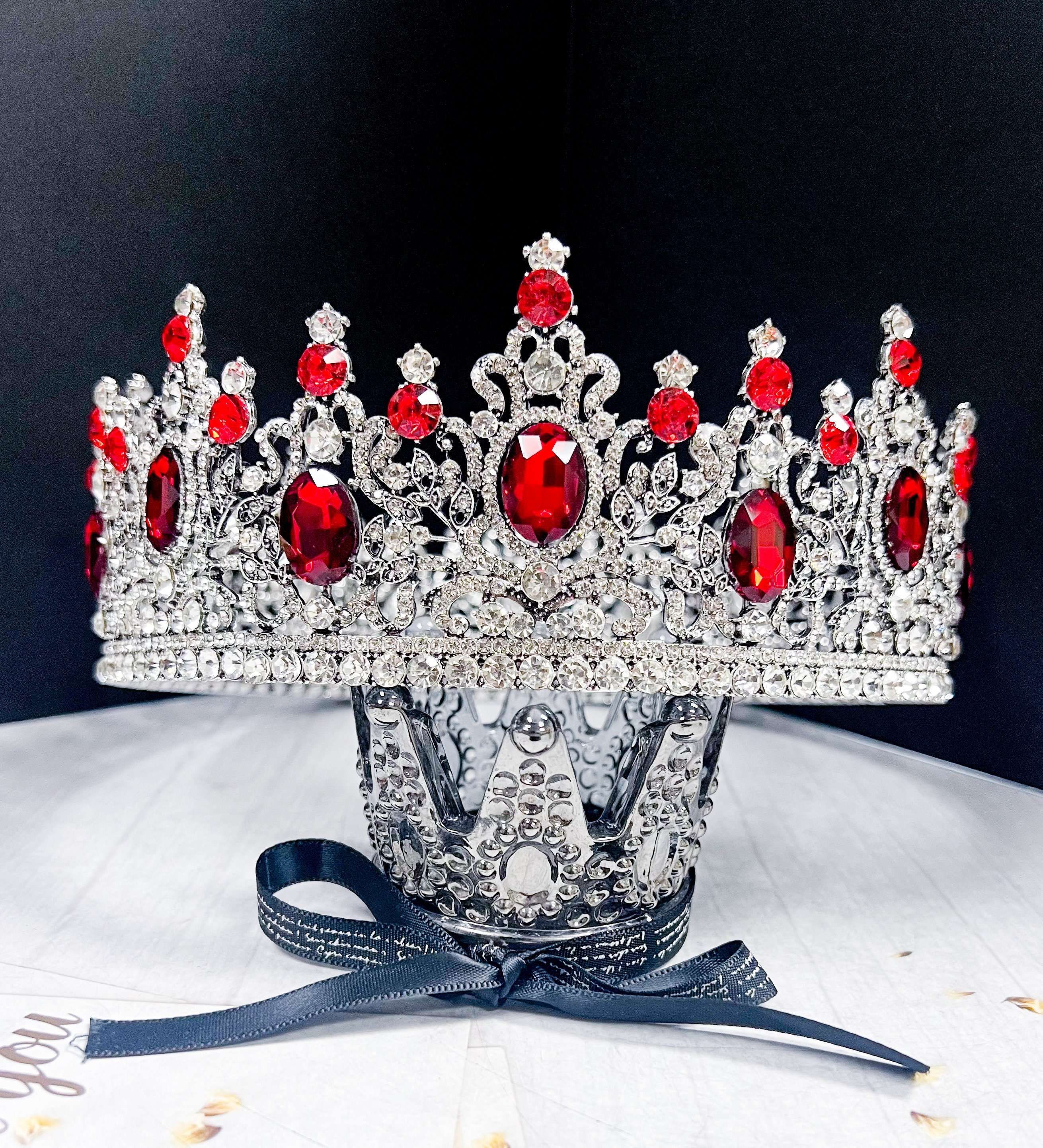 Diadema Sposa Diadema Corona Regina SWEETV Blu Cristallo - Per Sposa, Compleanno, Halloween, Costume, Con Forcine Incluse Collana Corona Donna