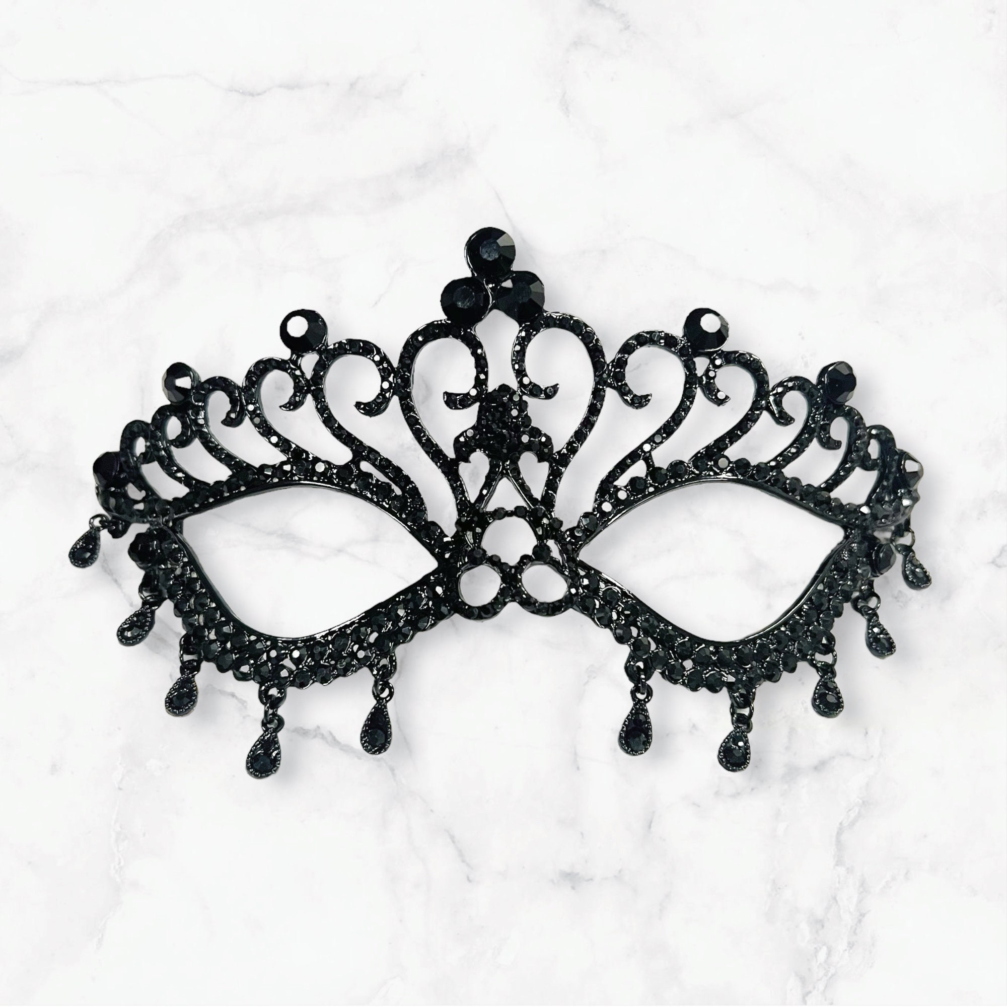 Black Crystal Masquerade Mask: Gothic Teardrop Mask - Etsy
