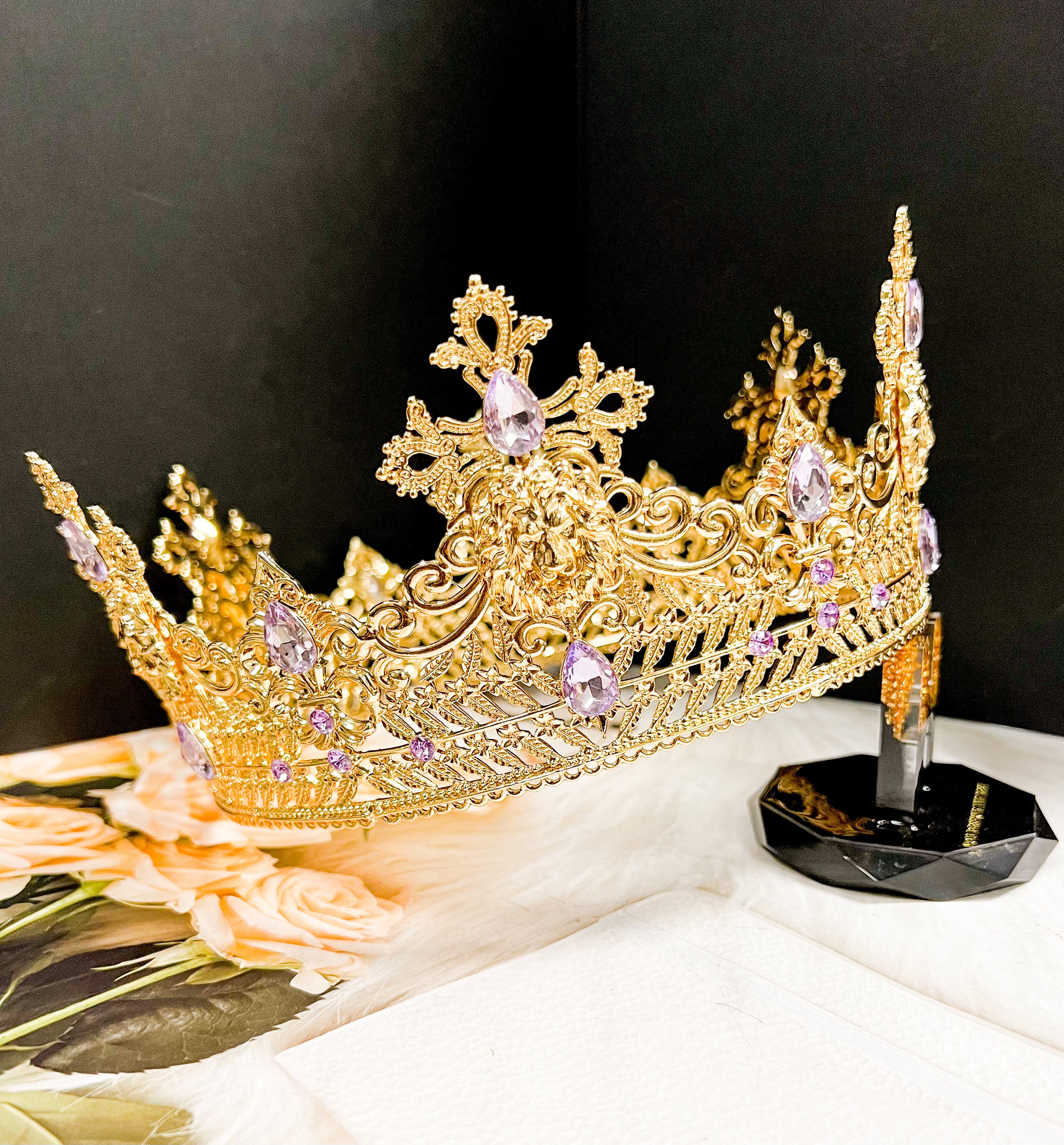 Prince Wedding Headpiece, Lavender Crystal Crown for Groom  display picture 3