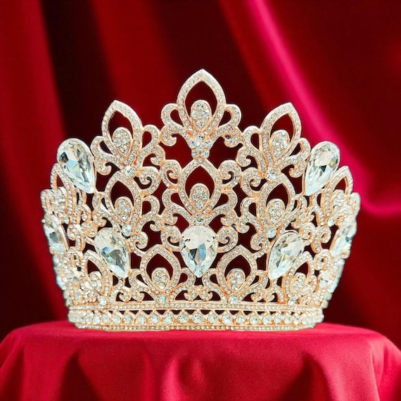 Sparkling Crystal gold rhinestoned Tiara DESIGNICE Tiaras for Women,Sparkling Crystal Diamond Design  main image 2