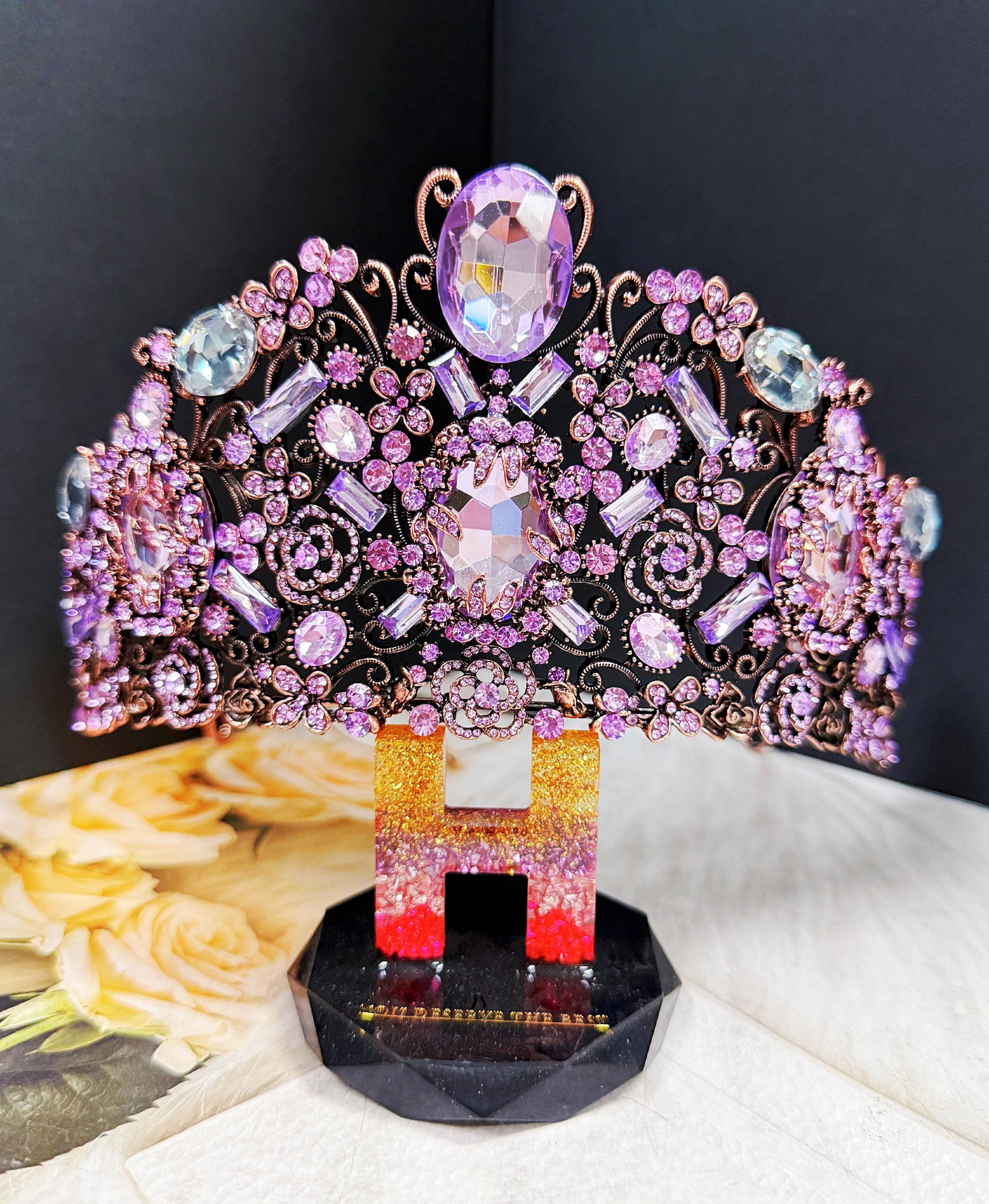 Handmade Purple Crystal Crown: Victorian Queen Tiara - Etsy display picture 1