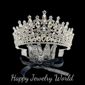 Queen Silver Tiara, Princess Crown with Comb, Bridal Headpiece, Pageant, Prom, Halloween, Birthday, Anniversary, Valentine, Gift for Mom