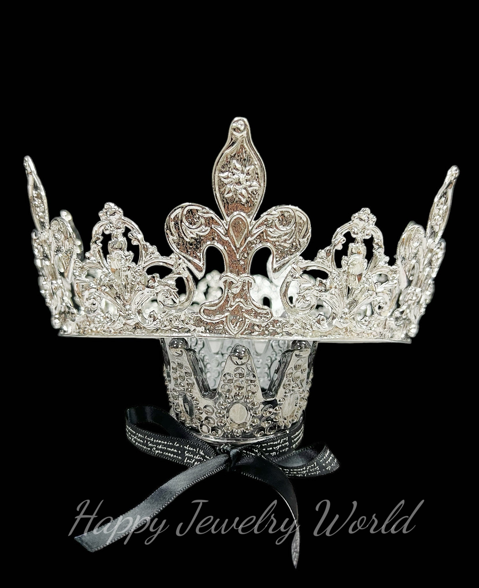 Fleur De Lis Silver Crown: Rhinestone Wedding Headpiece - Etsy