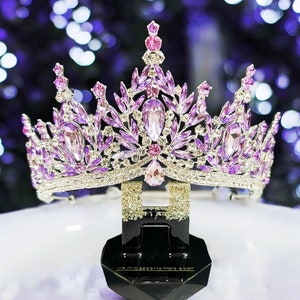 Lavender Crystal Crown: Victorian Bridal Tiara, Silver Hair Piece