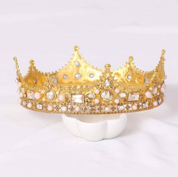 Gold Royal King Crowns for Men Full Round Mens and Crowns Etsy