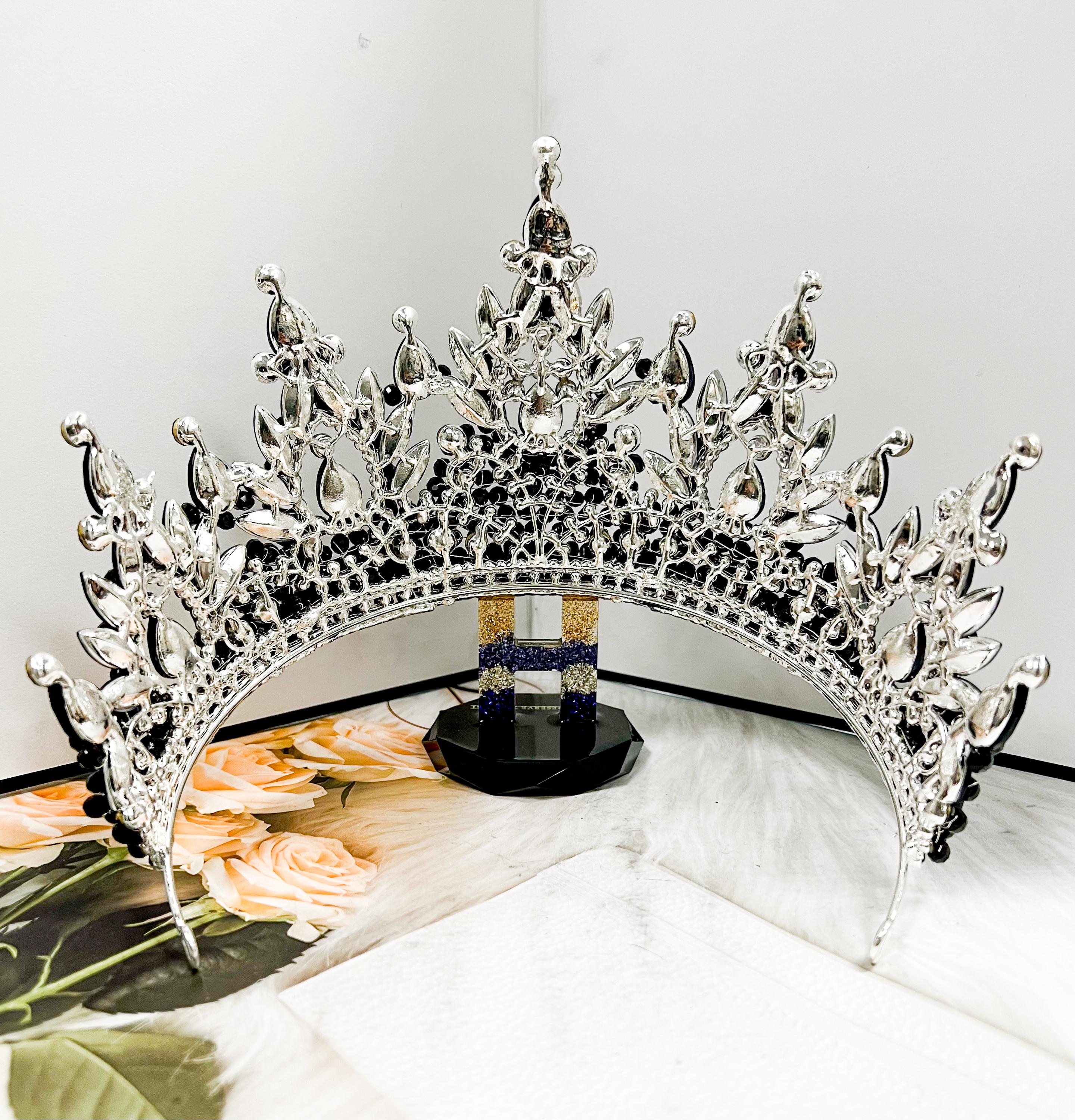 Luxury Black Crystal Crown: Gothic Queen Headdress, Prom  display picture 3